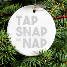 DistinctInk® Hanging Ceramic Christmas Tree Ornament with Gold String - Great Gift / Present - 2 3/4 inch Diameter - Tap Snap or Nap