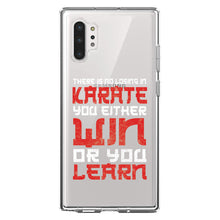 DistinctInk® Clear Shockproof Hybrid Case for Apple iPhone / Samsung Galaxy / Google Pixel - No Losing in Karate - Win Or Learn