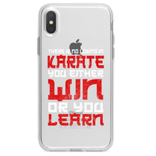DistinctInk® Clear Shockproof Hybrid Case for Apple iPhone / Samsung Galaxy / Google Pixel - No Losing in Karate - Win Or Learn