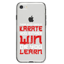 DistinctInk® Clear Shockproof Hybrid Case for Apple iPhone / Samsung Galaxy / Google Pixel - No Losing in Karate - Win Or Learn