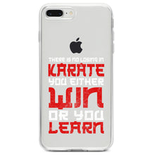 DistinctInk® Clear Shockproof Hybrid Case for Apple iPhone / Samsung Galaxy / Google Pixel - No Losing in Karate - Win Or Learn