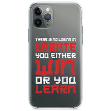DistinctInk® Clear Shockproof Hybrid Case for Apple iPhone / Samsung Galaxy / Google Pixel - No Losing in Karate - Win Or Learn