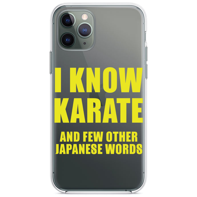 DistinctInk® Clear Shockproof Hybrid Case for Apple iPhone / Samsung Galaxy / Google Pixel - I Know Karate And Few Other Japanese Words