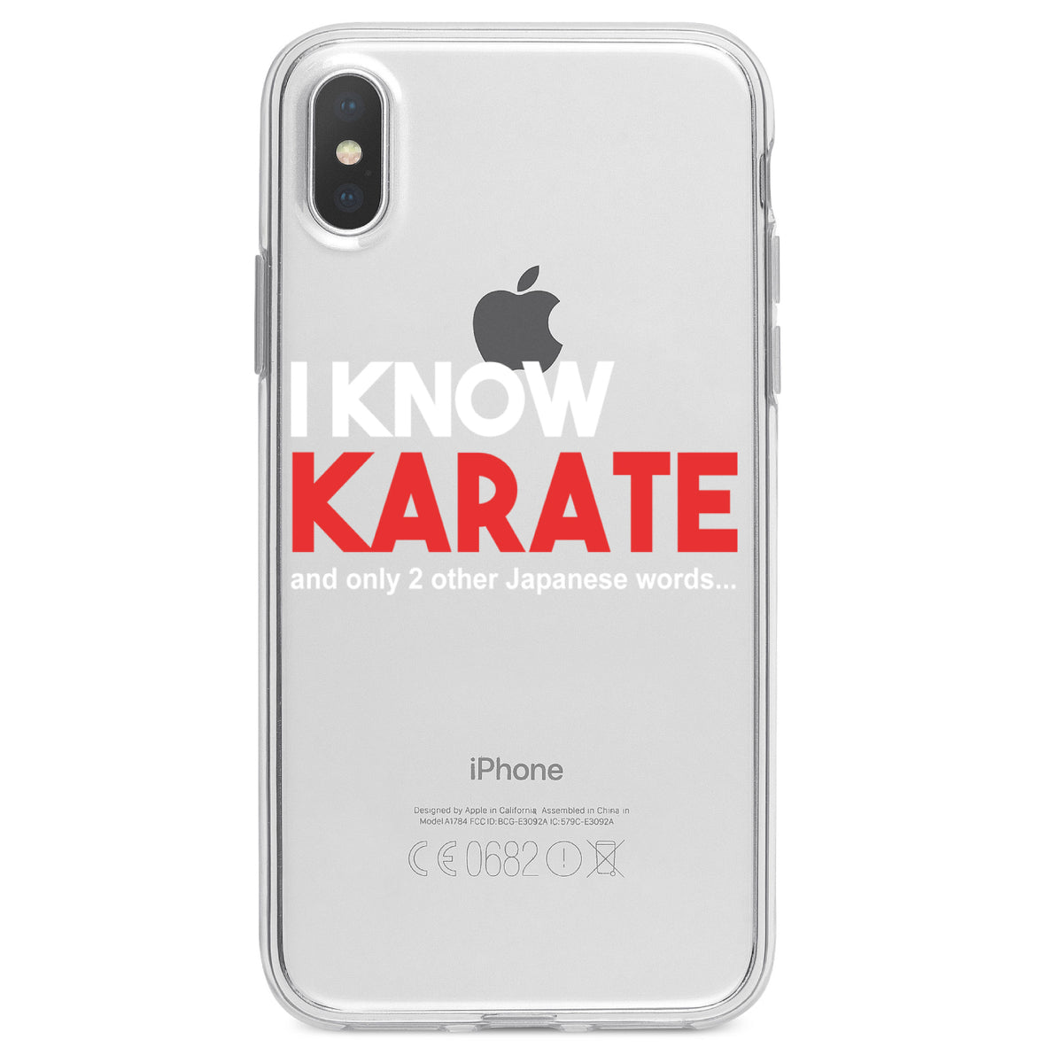 I Know Karate and Only 2 Other Japanese Words Clear Shockproof iPhone Case, view 3