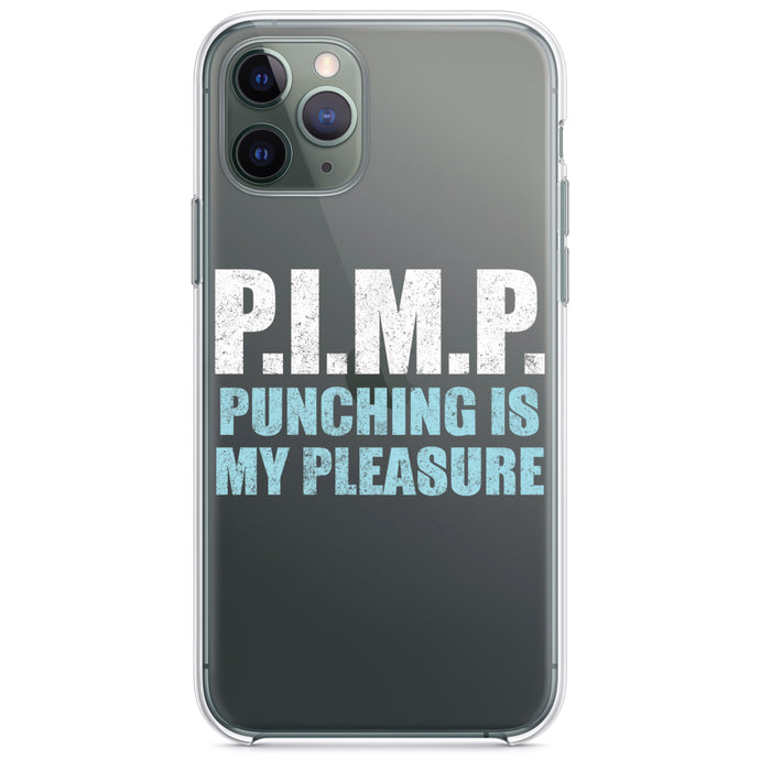 DistinctInk® Clear Shockproof Hybrid Case for Apple iPhone / Samsung Galaxy / Google Pixel - PIMP - Punching Is My Pleasure
