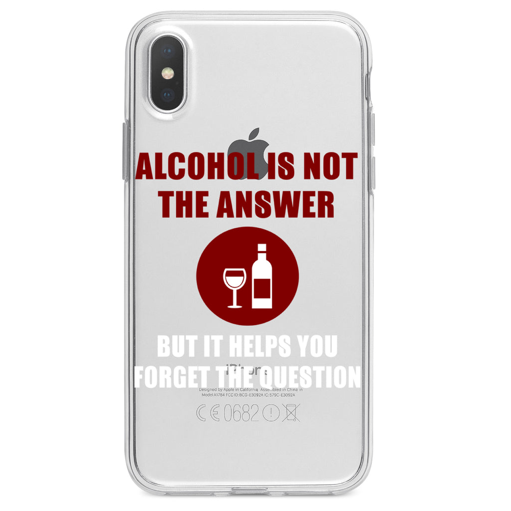 Alcohol Not the Answer Forget the Question Clear Shockproof iPhone Case, view 3
