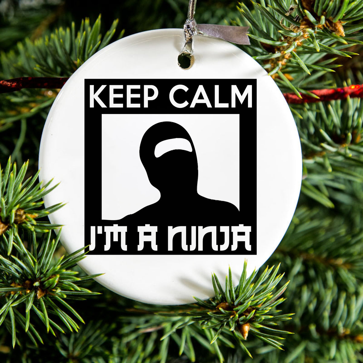 Keep Calm I'm a Ninja Ceramic Ornament, view 2
