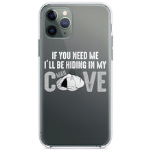 DistinctInk® Clear Shockproof Hybrid Case for Apple iPhone / Samsung Galaxy / Google Pixel - If You Need Me I'll Be Hiding in My Man Cave