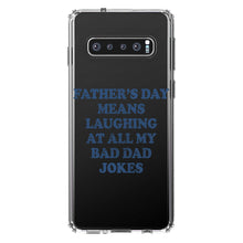 DistinctInk® Clear Shockproof Hybrid Case for Apple iPhone / Samsung Galaxy / Google Pixel - Father's Day Means Laughing At Bad Dad Jokes