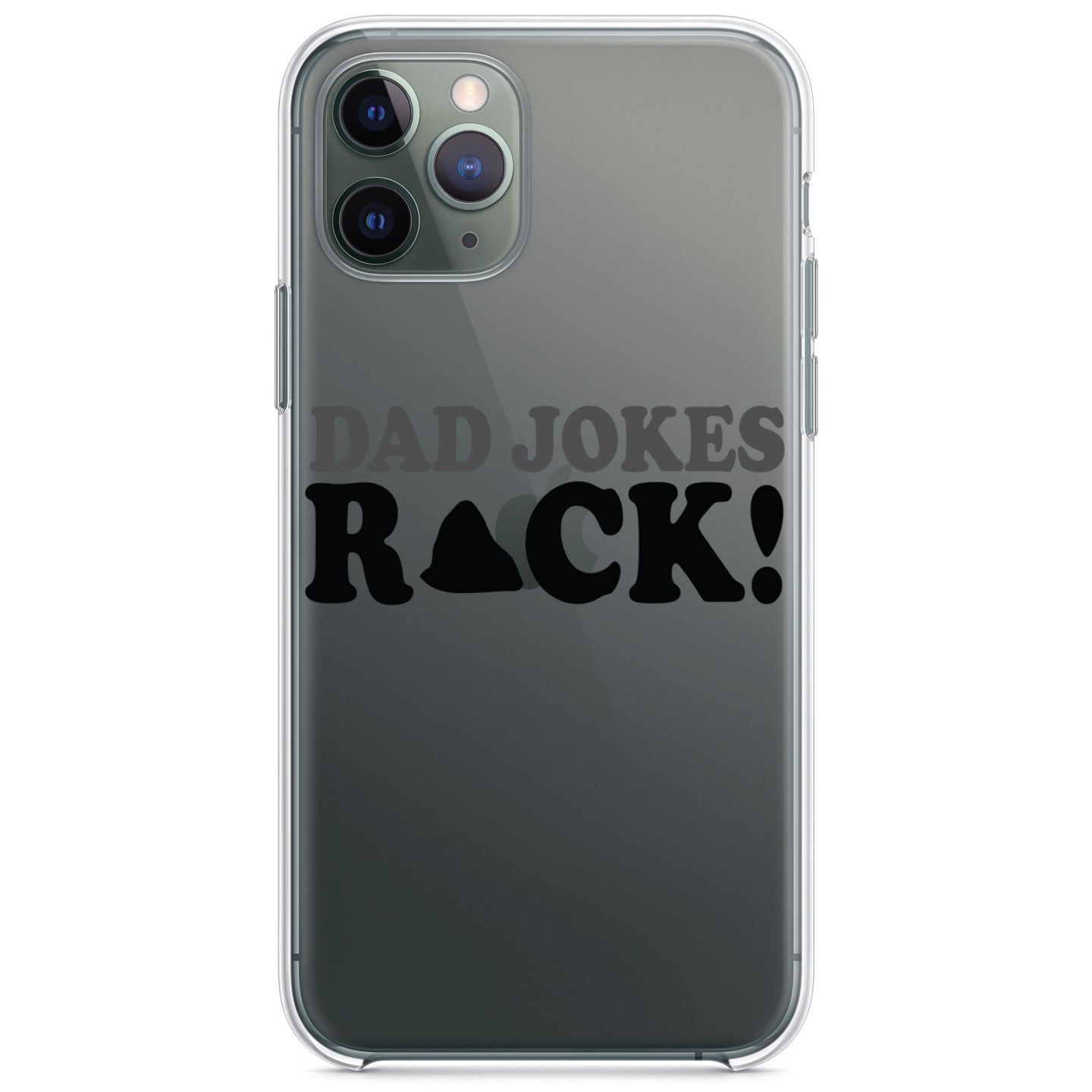 DistinctInk® Clear Shockproof Hybrid Case for Apple iPhone / Samsung Galaxy / Google Pixel - Dad Jokes Rock