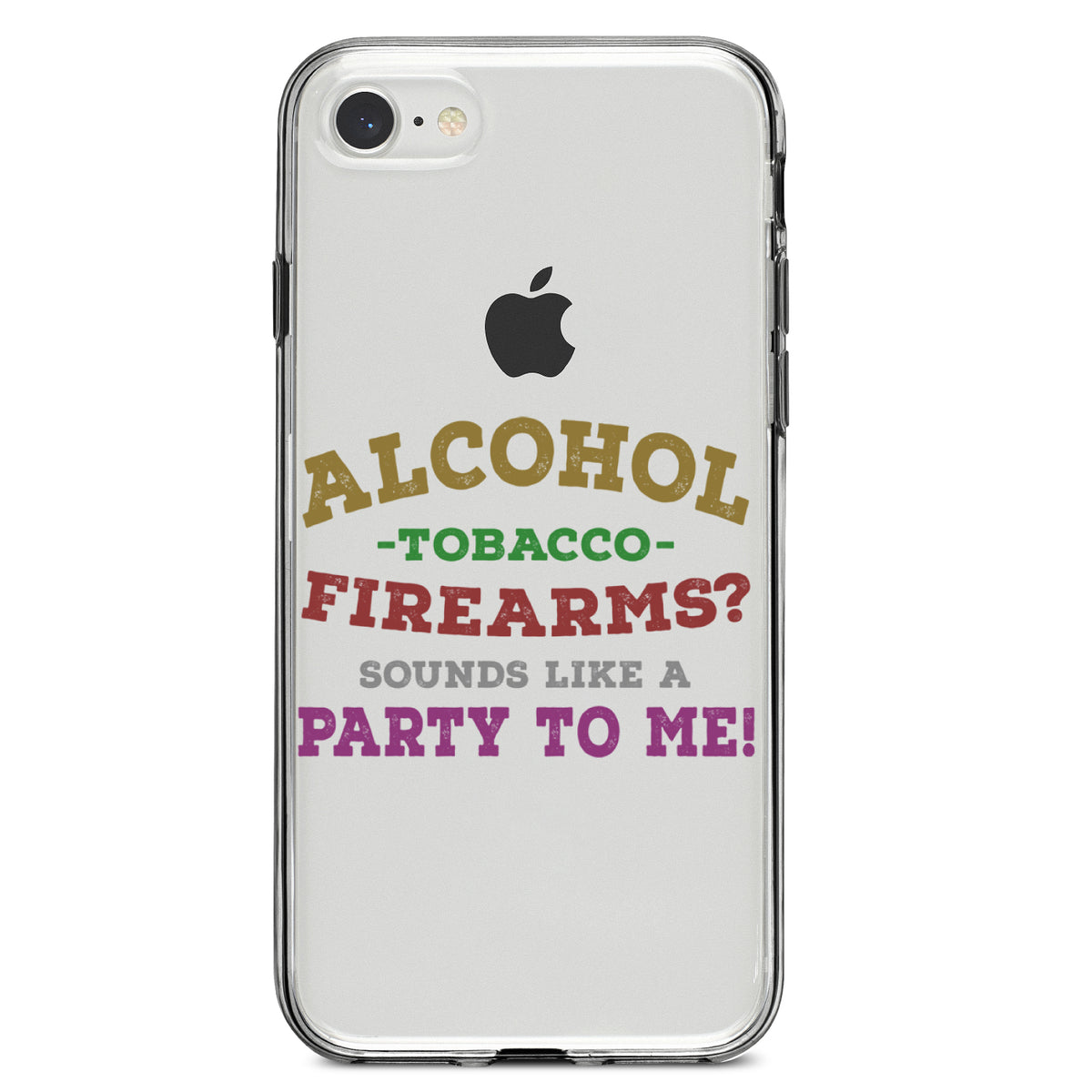 Alcohol Tobacco Firearms? Sounds Like a Party Clear Shockproof iPhone Case, view 5
