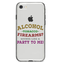 DistinctInk® Clear Shockproof Hybrid Case for Apple iPhone / Samsung Galaxy / Google Pixel - Alcohol Tobacco Firearms?  Sounds Like a Party