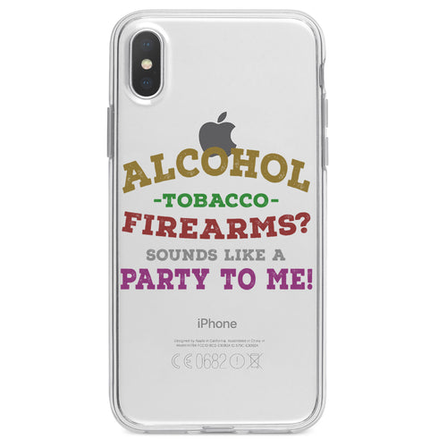 Alcohol Tobacco Firearms? Sounds Like a Party Clear Shockproof iPhone Case, view 2