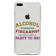 DistinctInk® Clear Shockproof Hybrid Case for Apple iPhone / Samsung Galaxy / Google Pixel - Alcohol Tobacco Firearms?  Sounds Like a Party