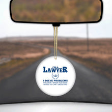 DistinctInk® Hanging Ceramic Christmas Tree Ornament with Gold String - Great Gift / Present - 2 3/4 inch Diameter - I'm A Lawyer - Solve Problems You Don't Know