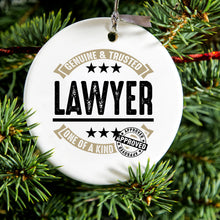 DistinctInk® Hanging Ceramic Christmas Tree Ornament with Gold String - Great Gift / Present - 2 3/4 inch Diameter - Genuine Trusted Lawyer One of a Kind