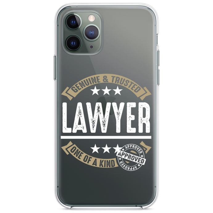 DistinctInk® Clear Shockproof Hybrid Case for Apple iPhone / Samsung Galaxy / Google Pixel - Genuine Trusted Lawyer One of a Kind