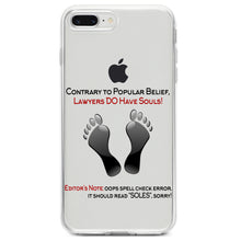 DistinctInk® Clear Shockproof Hybrid Case for Apple iPhone / Samsung Galaxy / Google Pixel - Lawyers DO Have Souls Oops Soles