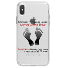 DistinctInk® Clear Shockproof Hybrid Case for Apple iPhone / Samsung Galaxy / Google Pixel - Lawyers DO Have Souls Oops Soles