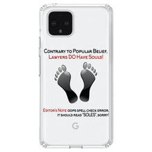 DistinctInk® Clear Shockproof Hybrid Case for Apple iPhone / Samsung Galaxy / Google Pixel - Lawyers DO Have Souls Oops Soles