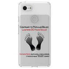 DistinctInk® Clear Shockproof Hybrid Case for Apple iPhone / Samsung Galaxy / Google Pixel - Lawyers DO Have Souls Oops Soles