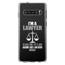 DistinctInk® Clear Shockproof Hybrid Case for Apple iPhone / Samsung Galaxy / Google Pixel - I'm A Lawyer Let's Assume I Am Never Wrong