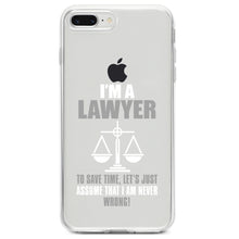 DistinctInk® Clear Shockproof Hybrid Case for Apple iPhone / Samsung Galaxy / Google Pixel - I'm A Lawyer Let's Assume I Am Never Wrong