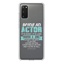 DistinctInk® Clear Shockproof Hybrid Case for Apple iPhone / Samsung Galaxy / Google Pixel - Being An Actor is Easy - It's Like Riding A Bike