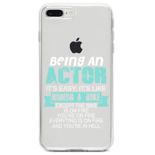 DistinctInk® Clear Shockproof Hybrid Case for Apple iPhone / Samsung Galaxy / Google Pixel - Being An Actor is Easy - It's Like Riding A Bike