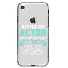 DistinctInk® Clear Shockproof Hybrid Case for Apple iPhone / Samsung Galaxy / Google Pixel - Being An Actor is Easy - It's Like Riding A Bike
