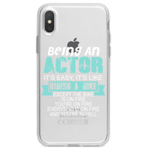 DistinctInk® Clear Shockproof Hybrid Case for Apple iPhone / Samsung Galaxy / Google Pixel - Being An Actor is Easy - It's Like Riding A Bike