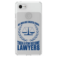 DistinctInk® Clear Shockproof Hybrid Case for Apple iPhone / Samsung Galaxy / Google Pixel - All Men Created Equal A Few Become Lawyers
