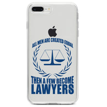 DistinctInk® Clear Shockproof Hybrid Case for Apple iPhone / Samsung Galaxy / Google Pixel - All Men Created Equal A Few Become Lawyers