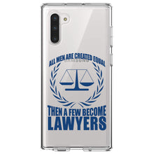 DistinctInk® Clear Shockproof Hybrid Case for Apple iPhone / Samsung Galaxy / Google Pixel - All Men Created Equal A Few Become Lawyers