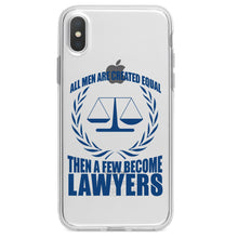DistinctInk® Clear Shockproof Hybrid Case for Apple iPhone / Samsung Galaxy / Google Pixel - All Men Created Equal A Few Become Lawyers