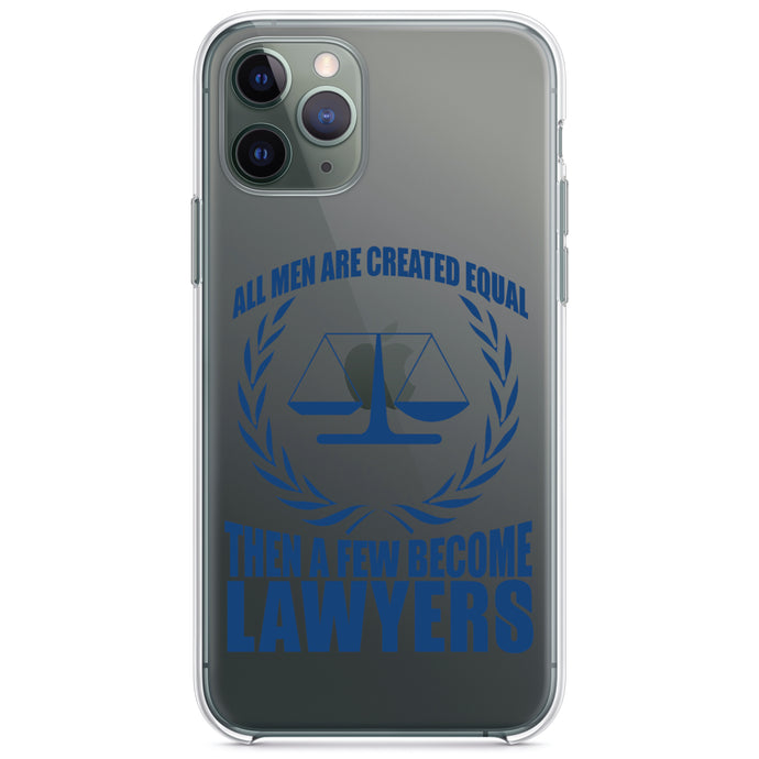 DistinctInk® Clear Shockproof Hybrid Case for Apple iPhone / Samsung Galaxy / Google Pixel - All Men Created Equal A Few Become Lawyers