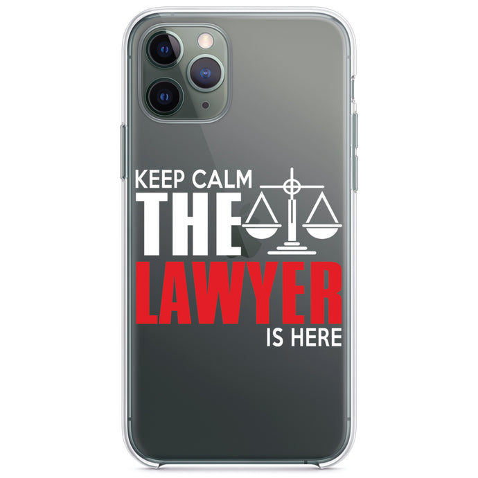 DistinctInk® Clear Shockproof Hybrid Case for Apple iPhone / Samsung Galaxy / Google Pixel - Keep Calm The Lawyer Is Here