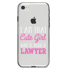 DistinctInk® Clear Shockproof Hybrid Case for Apple iPhone / Samsung Galaxy / Google Pixel - I Am That Cute Girl Who Is Also a Lawyer