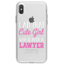 DistinctInk® Clear Shockproof Hybrid Case for Apple iPhone / Samsung Galaxy / Google Pixel - I Am That Cute Girl Who Is Also a Lawyer