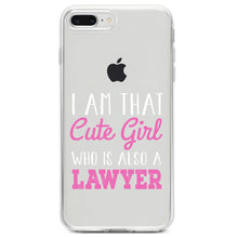 DistinctInk® Clear Shockproof Hybrid Case for Apple iPhone / Samsung Galaxy / Google Pixel - I Am That Cute Girl Who Is Also a Lawyer