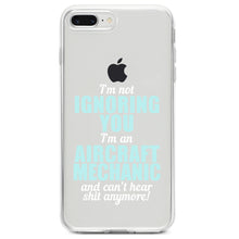 DistinctInk® Clear Shockproof Hybrid Case for Apple iPhone / Samsung Galaxy / Google Pixel - I'm Not Ignoring You Aircraft Mechanic Can't Hear