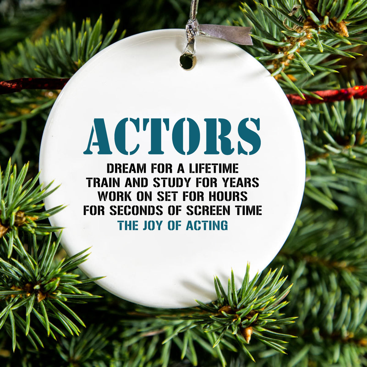 Actors Dream Train Study Work for Screen Time Ceramic Ornament, view 2