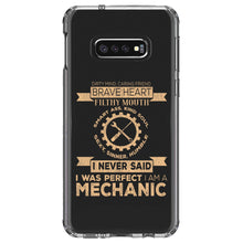 DistinctInk® Clear Shockproof Hybrid Case for Apple iPhone / Samsung Galaxy / Google Pixel - Never Said I Was Perfect I Am a Mechanic