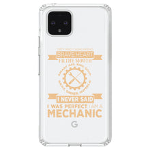 DistinctInk® Clear Shockproof Hybrid Case for Apple iPhone / Samsung Galaxy / Google Pixel - Never Said I Was Perfect I Am a Mechanic
