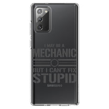 DistinctInk® Clear Shockproof Hybrid Case for Apple iPhone / Samsung Galaxy / Google Pixel - May Be a Mechanic But I Can't Fix Stupid