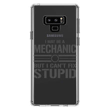 DistinctInk® Clear Shockproof Hybrid Case for Apple iPhone / Samsung Galaxy / Google Pixel - May Be a Mechanic But I Can't Fix Stupid