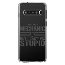 DistinctInk® Clear Shockproof Hybrid Case for Apple iPhone / Samsung Galaxy / Google Pixel - May Be a Mechanic But I Can't Fix Stupid