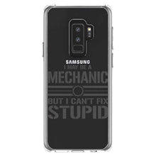 DistinctInk® Clear Shockproof Hybrid Case for Apple iPhone / Samsung Galaxy / Google Pixel - May Be a Mechanic But I Can't Fix Stupid