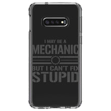 DistinctInk® Clear Shockproof Hybrid Case for Apple iPhone / Samsung Galaxy / Google Pixel - May Be a Mechanic But I Can't Fix Stupid