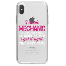 DistinctInk® Clear Shockproof Hybrid Case for Apple iPhone / Samsung Galaxy / Google Pixel - Female Mechanic Get It Right the First Time